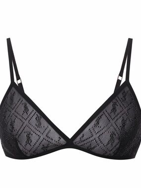 Saint Laurent Black Sheer Mesh Triangle Bralette